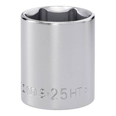 A metal socket wrench head with '25 HT' engraved on the side, used for tightening or loosening bolts and nuts.