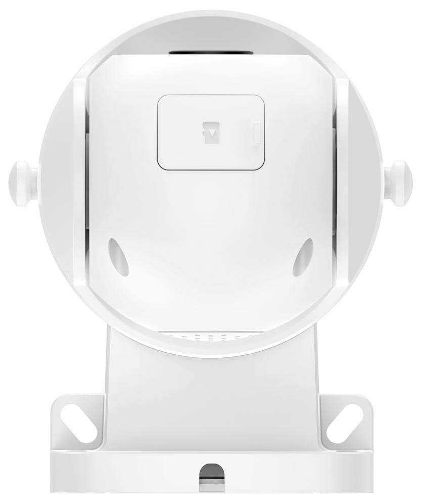 A white wall-mounted, round device enclosure with a small access panel on the front, designed for holding electronic equipment.