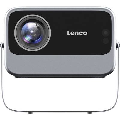 A black and silver projector with a prominent lens on the left and the brand name 'Lenco' on the right side of its front.