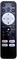 A black TV remote control features buttons for navigation, volume, and direct access to streaming services like Netflix, YouTube, and Prime Video.