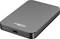 Portable external hard drive with indicator lights and USB-C port on the front.