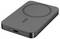 Portable wireless charging pad with a circular charging area, USB-C port, and small LED status lights on the front edge.