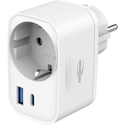 White plug-in power adapter with European outlet socket and USB-A and USB-C charging ports, branded Nivensun.