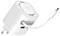White USB wall charger with detachable USB-C cable and foldable plug on a white background.