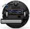 The image shows the underside of a robotic vacuum, featuring brushes, wheels, and a soft roller designed for cleaning floors.