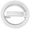A white, round, plastic vent with a central lever for opening and closing air flow.