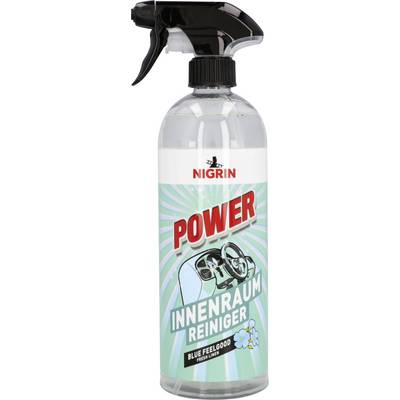 NIGRIN Power Innenraum Reiniger spray bottle, a car interior cleaner with 'Blue Feelgood Fresh Lemon' label.