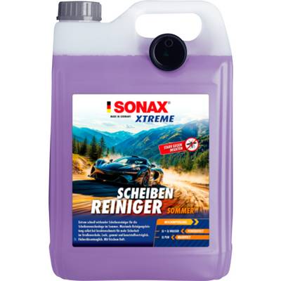 Purple SONAX XTREME Scheiben Reiniger Sommer windshield washer fluid container with black cap and handle.<br>