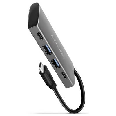XACON USB-C hub with two USB-A ports, one USB-C port, and attached USB-C cable.