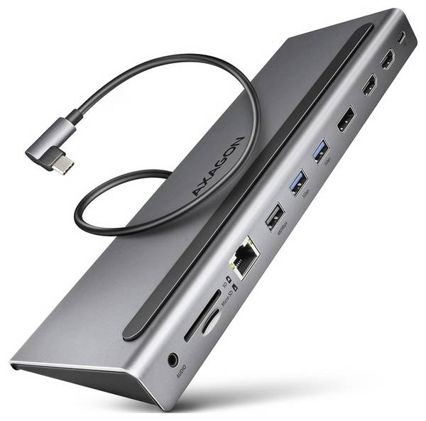 AXAGON HMC-4KX3 USB hub HDMI™, USB C®, USB A (USB 2.0), USB A (USB 3.0), RJ45, Jack connector, microSD, Mini DisplayPort USB 3.0 5 GBit/s