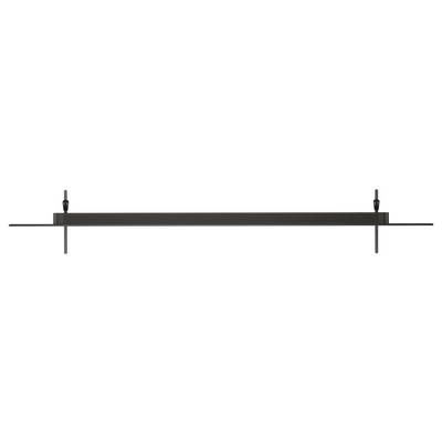 A slim black metal rail or bar with two vertical supports, centered on a white background.