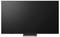 A large black flat-screen TV monitor with a thin bezel and stand, shown front view on a white background.