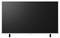 Blank flat-screen TV or monitor with a black screen on a white background.