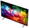 A flat-screen TV displaying a vivid abstract rainbow ink splash on a white background.