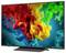 Flat-screen TV displaying a vivid abstract burst of red, yellow, green, and blue ink-like color clouds on a dark background.