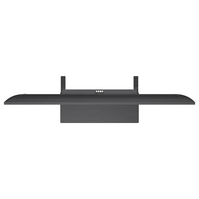 Rear view of a flat-screen TV on a stand, showing the back panel and two antennas.