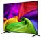 Flat-screen TV displaying a vivid multicolor abstract fabric-like swirl on a white background.