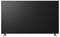 Large black flat-screen television with two angled legs on a white background.