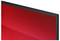 Close-up of a red screen or panel in a black frame, shown at an angle.