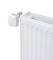 White thermostatic radiator valve mounted on the side of a white radiator<br>