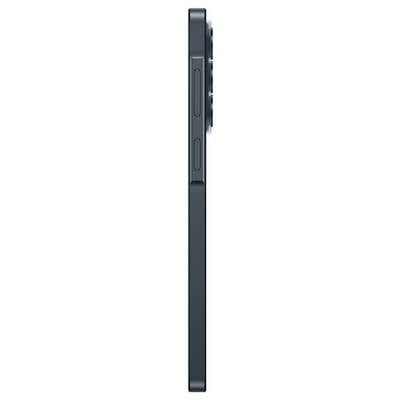 Close-up side view of a dark smartphone showing the power and volume buttons on its right edge.