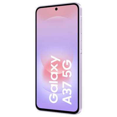 A Samsung Galaxy A37 5G smartphone shown in portrait view with a pink-to-purple gradient screen.