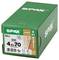 Green SPAX screw box labeled 'renovation' and T20, marked 500 4.5 x 70, with product illustration and measurements on the front.