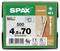 SPAX renovation screw box labeled 4.5x70, 500 pieces, made in Germany, with T20 drive and screw size diagram.