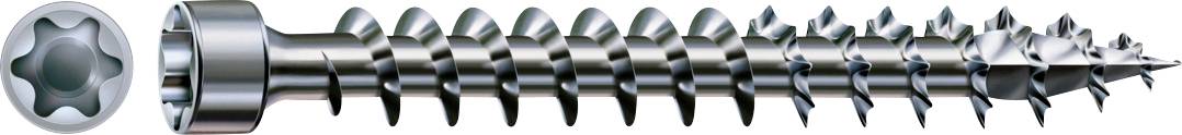A silver metal screw with a star-shaped drive head, shown in side view on a white background.