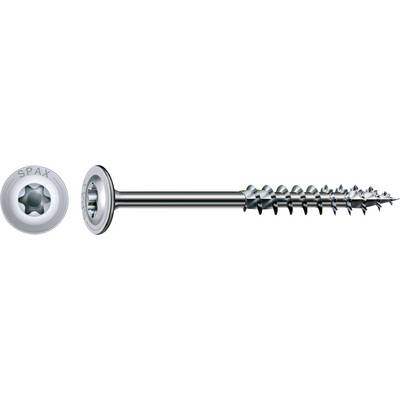 Illustration of a metal screw anchor with a wide washer head, shown in profile with a front view of the head on the left.