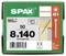 SPAX Construction box of 50 silver wood screws, size 8 x 140 mm, T40 drive, made in Germany.