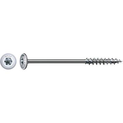 A metal SPAX screw shown in side view, with a Phillips head and threaded shaft, alongside a close-up of the screw head.