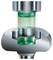 Cutaway of a metal die pressing a green cylindrical material into a shaped cavity, showing compression and forming inside the mold.