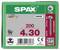 Package of SPAX WIROX screws labeled '200' and '4 x 30', with a T20 driver icon and one screw shown on the right.