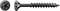 Black SPAX screw shown in side view with a close-up of its Torx-style head, emphasizing the threaded shaft and pointed tip.