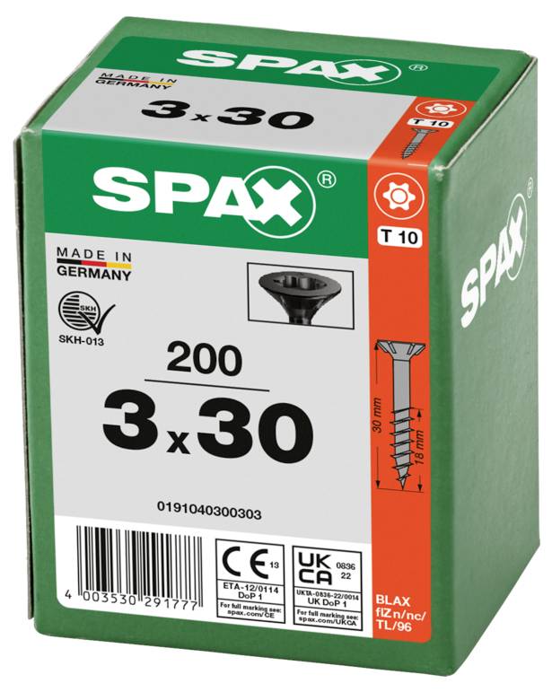 SPAX 0191040300303 Countersunk screw 3 mm 30 mm T-Star Plus Steel 200 pc(s)-3