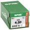 Green SPAX screw box labeled '4x30' and '1000', made in Germany, with product details and T20 drive icon.