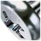 Close-up of a metallic SpaceX logo on a shiny 3D surface, showing the stylized cutout emblem and embossed text.<br>