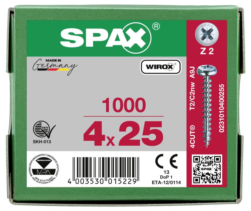 SPAX 0231010400255 Roundhead screws 4 mm 25 mm Pozidriv Steel 1000 pc(s)-7