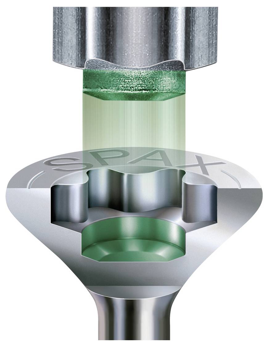 Cross-sectional diagram of a metal valve or nozzle with a green fluid flow passing through a machined central chamber.<br>