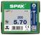 Package of SPAX WiROX screws, size 5 x 70, 200 count, with barcode and product details on the box.