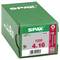 Green SPAX screw box labeled '1000 4 x 16' with product details and barcode on the front.