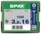 Box of SPAX WIROX screws labeled 1000, size 3.5 x 16 mm, with product image and barcode.