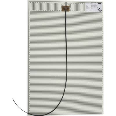 Rectangular flexible heating mat with a long black power lead attached at the top, shown on a plain white background.