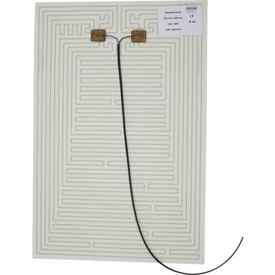 Rectangular RFID antenna coil on a white backing, with two copper contact pads at the top and a black lead wire attached.<br>