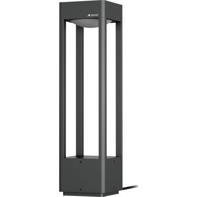 Tall black outdoor lamp post with a modern open-frame design and a visible 'steinel' logo near the top.