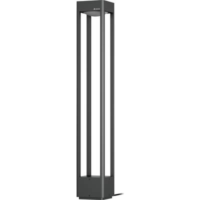 Tall black walk-through metal detector gate with an illuminated top arch and floor-mounted base, shown on a white background.