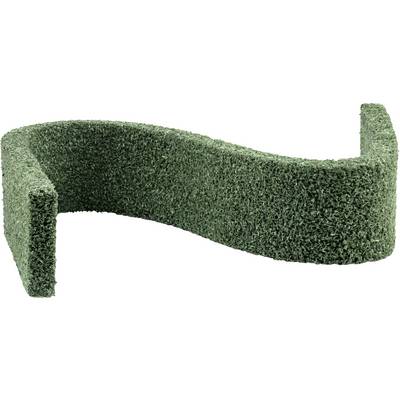Green artificial hedge privacy screen panel with curved, folded ends, shown isolated on a white background.
