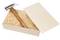 Hammer in a wooden gift box filled with packing shreds, with the lid open and leaning aside.
