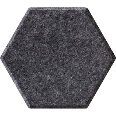 Dark gray hexagonal felt pad on a white background.